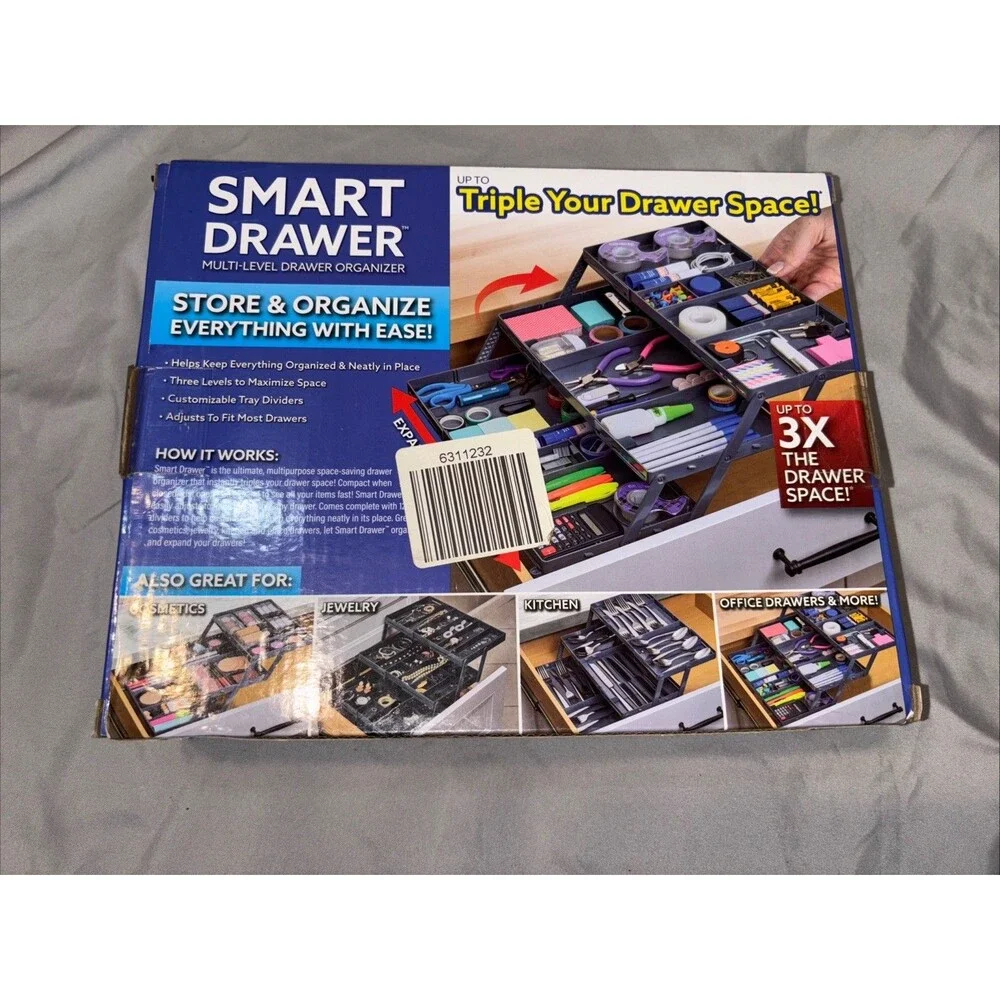 Smart Drawer Organizer 3-Tier Grey